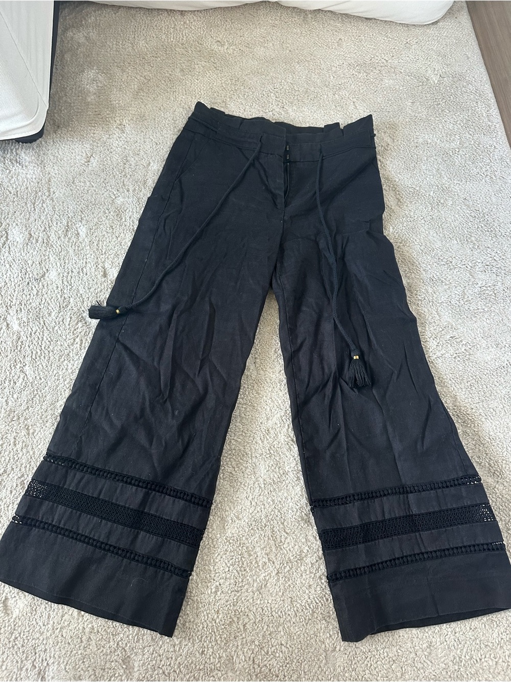White House Black Market Black Linen Wide Leg Pants